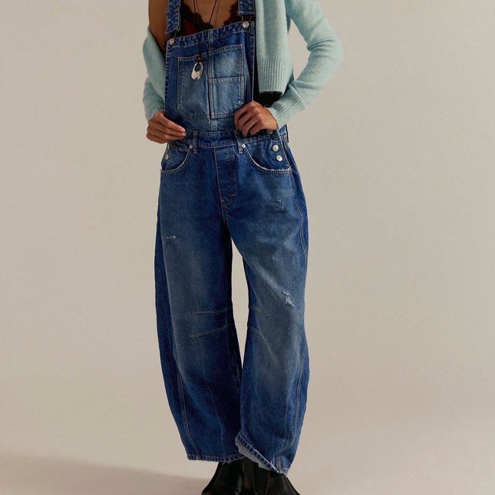 NWOT We The Free Good Luck overalls color blue glory